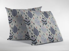 16” Cream Gray Leaves Indoor Outdoor Throw Pillow