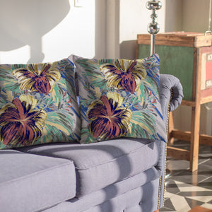 18” Terracotta Hibiscus Indoor Outdoor Throw Pillow