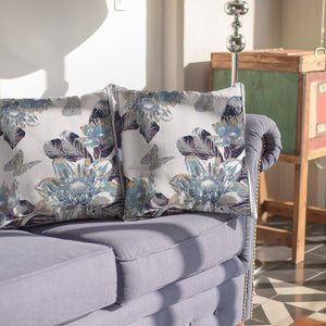 18” Gray White Butterfly Indoor Outdoor Throw Pillow