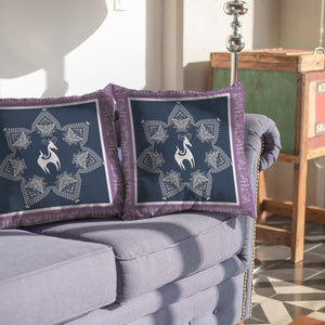 18” Navy Purple Horse Indoor Outdoor Throw Pillow