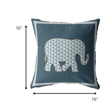 16” Spruce Blue Elephant Indoor Outdoor Throw Pillow