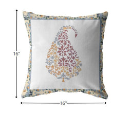 16” Red White Paisley Indoor Outdoor Throw Pillow