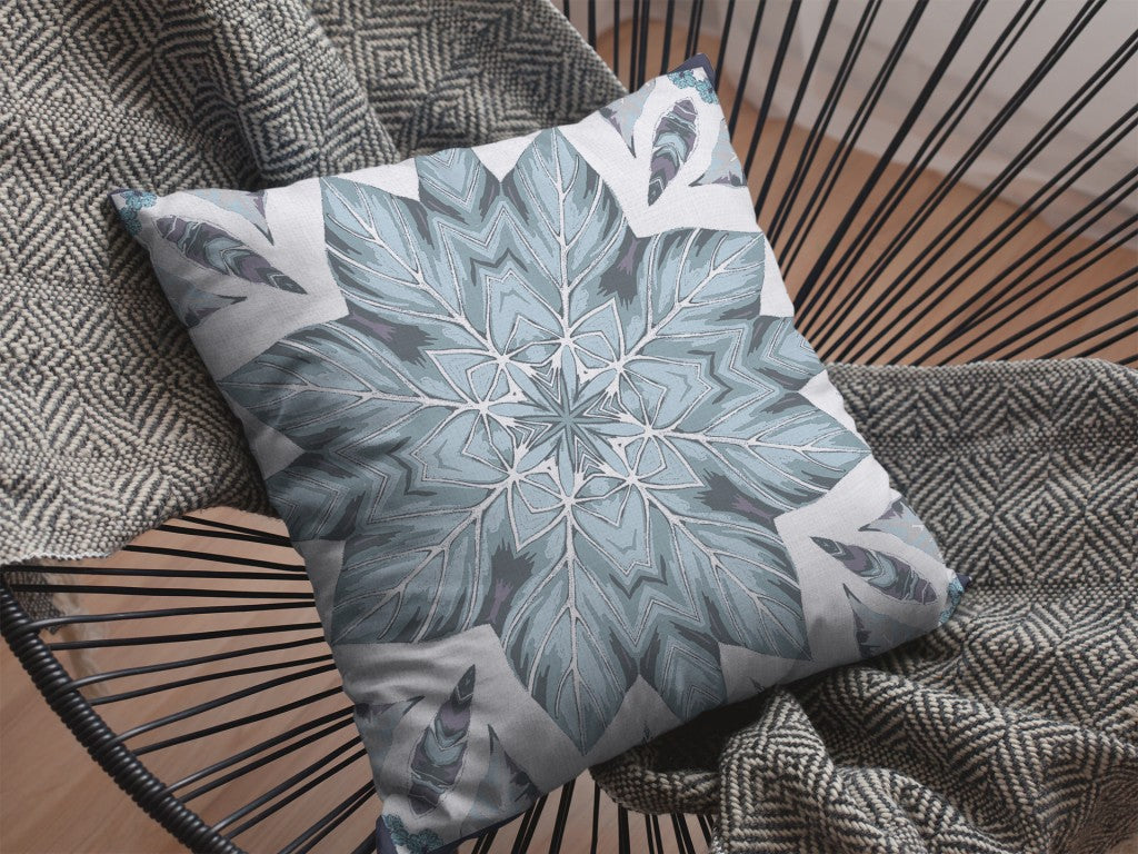 18" Blue Floral Forest Indoor Outdoor Throw Pillow
