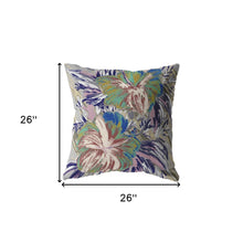 18” Lilac Green Hibiscus Indoor Outdoor Zippered Throw Pillow