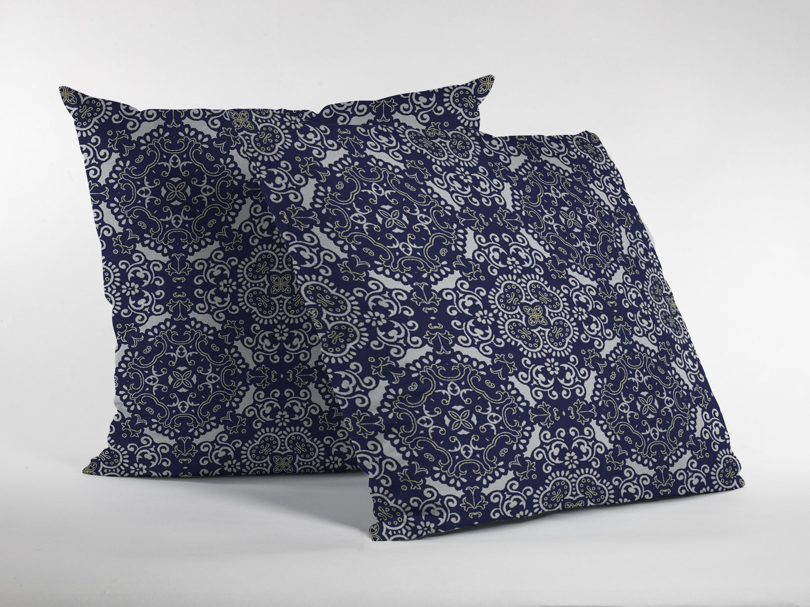 16" Navy Boho Pattern Decorative Suede Throw Pillow