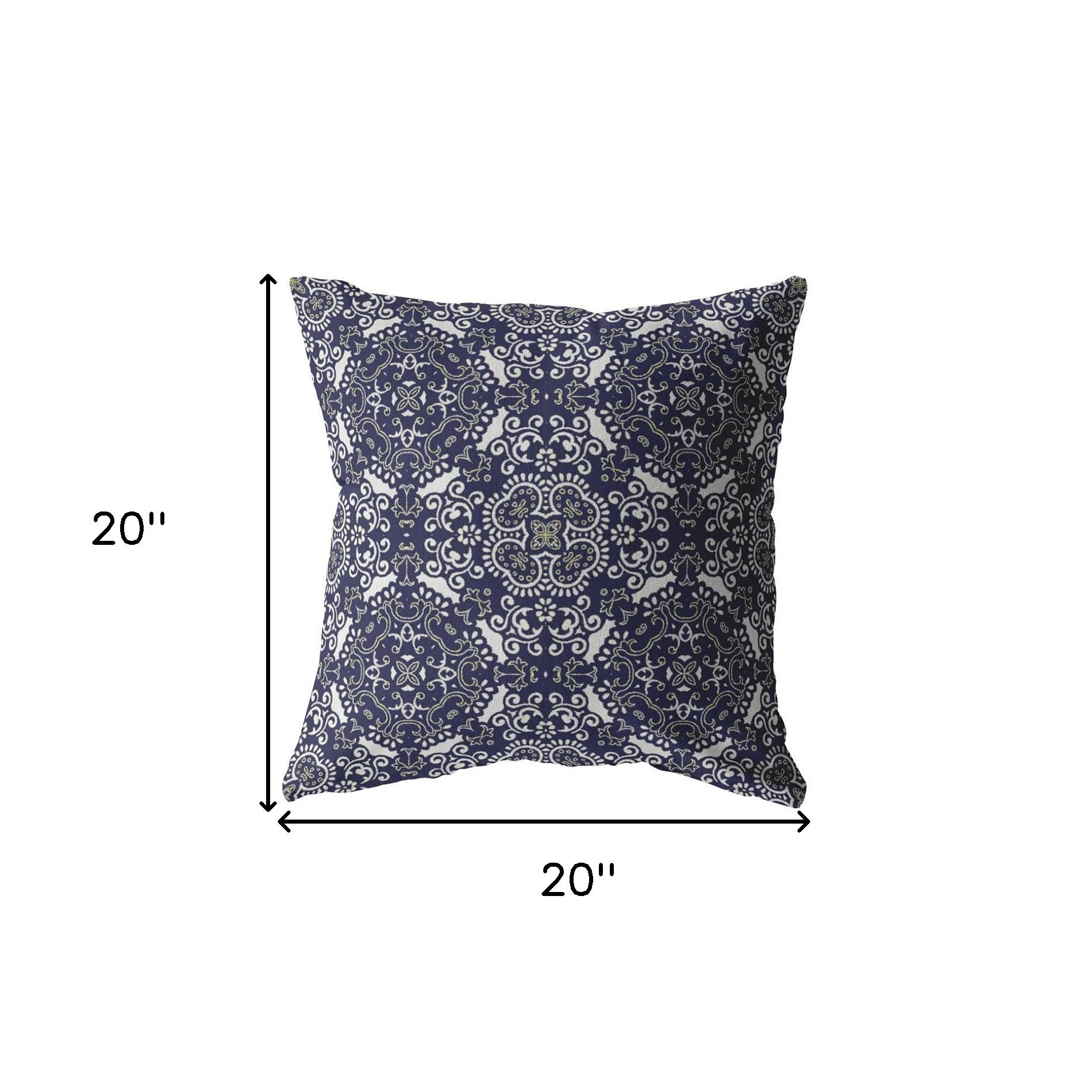 18" Navy Boho Pattern Decorative Suede Throw Pillow
