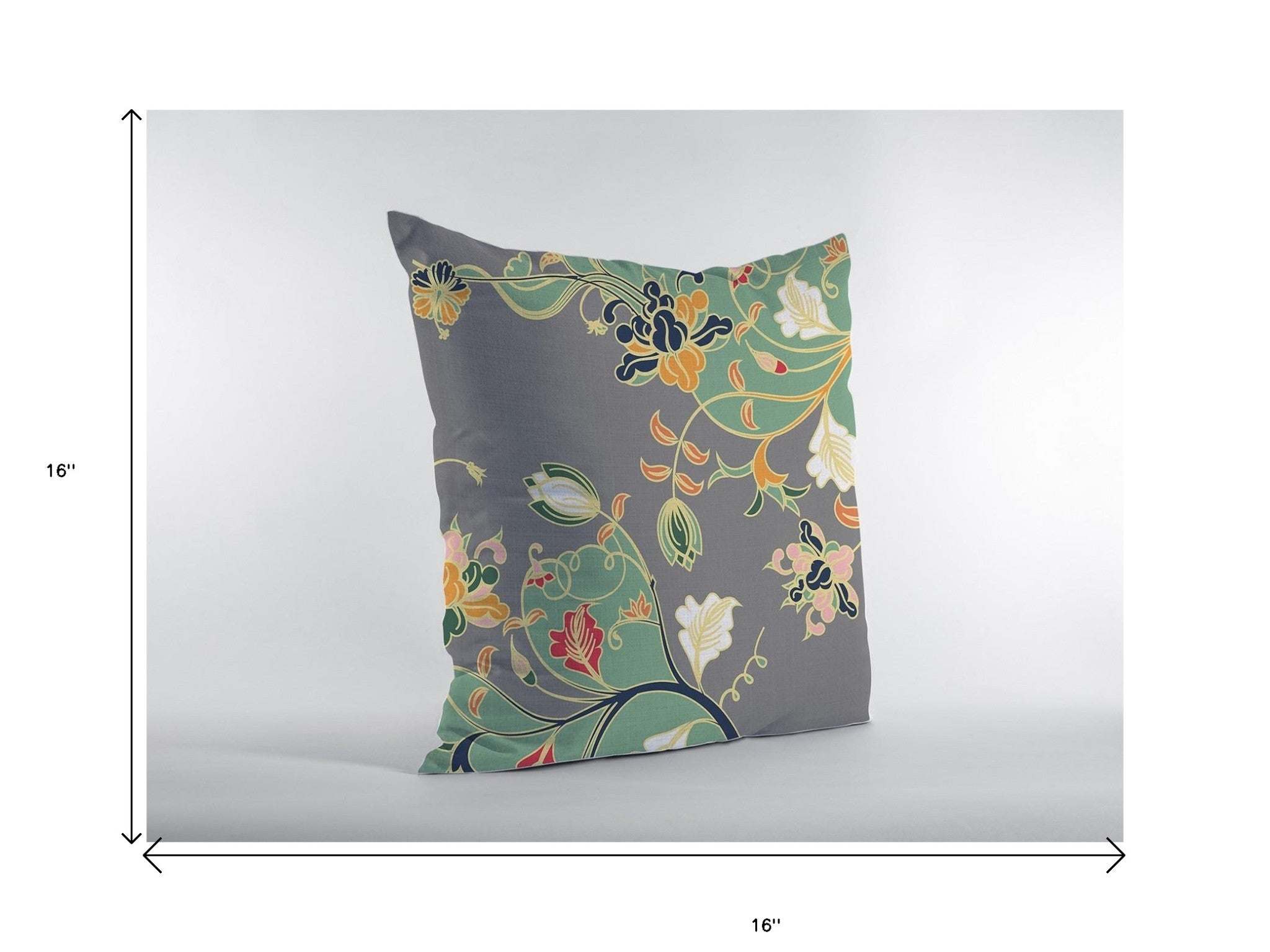 16" Green Gray Garden Decorative Suede Throw Pillow