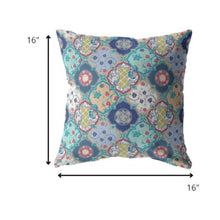 16” Blue Peach Trellis Suede Throw Pillow