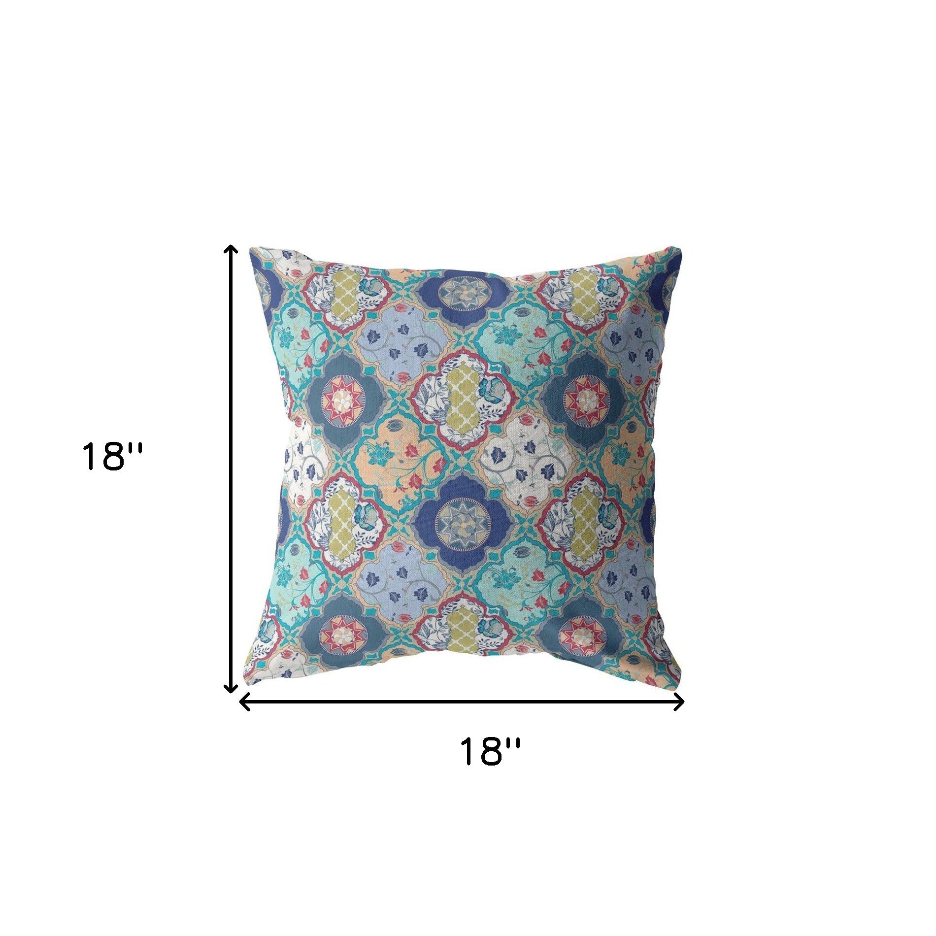 18” Blue Peach Trellis Suede Throw Pillow