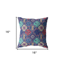 16” Navy Red Trellis Suede Throw Pillow