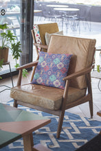 18” Navy Red Trellis Suede Throw Pillow