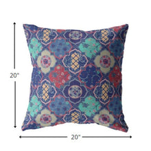18” Navy Red Trellis Suede Throw Pillow