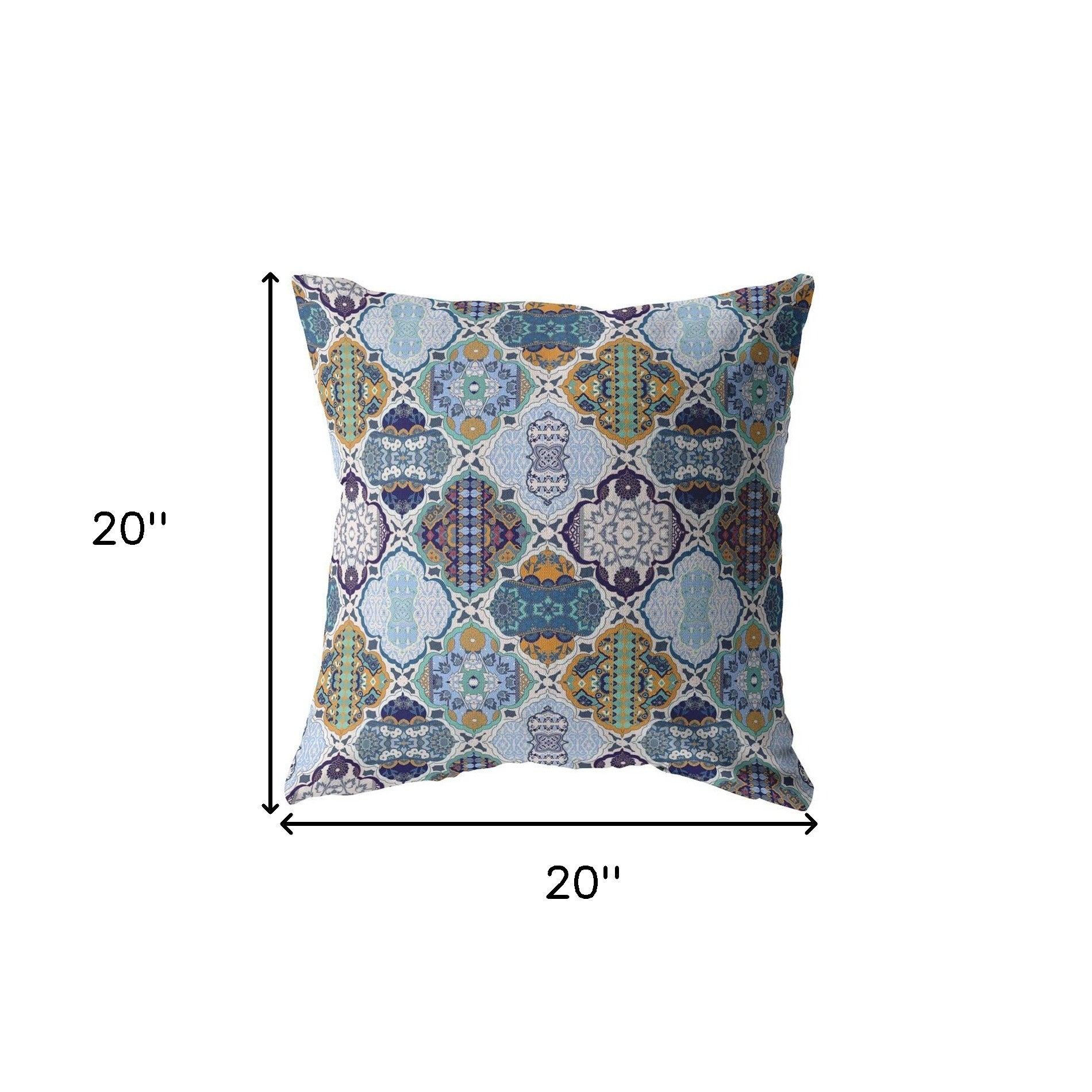 18” Orange Blue Trellis Suede Throw Pillow