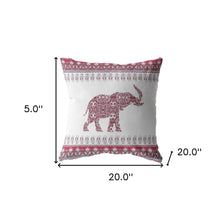 18” Red White Ornate Elephant Suede Throw Pillow