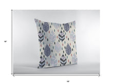 16” Cream Gray Leaves Suede Decorative Throw Pillow