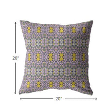 18” Purple Yellow Geofloral Suede Throw Pillow