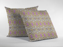 16” Yellow Lavender Geofloral Suede Throw Pillow