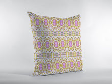 16” Yellow Lavender Geofloral Suede Throw Pillow