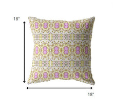 18” Yellow Lavender Geofloral Suede Throw Pillow