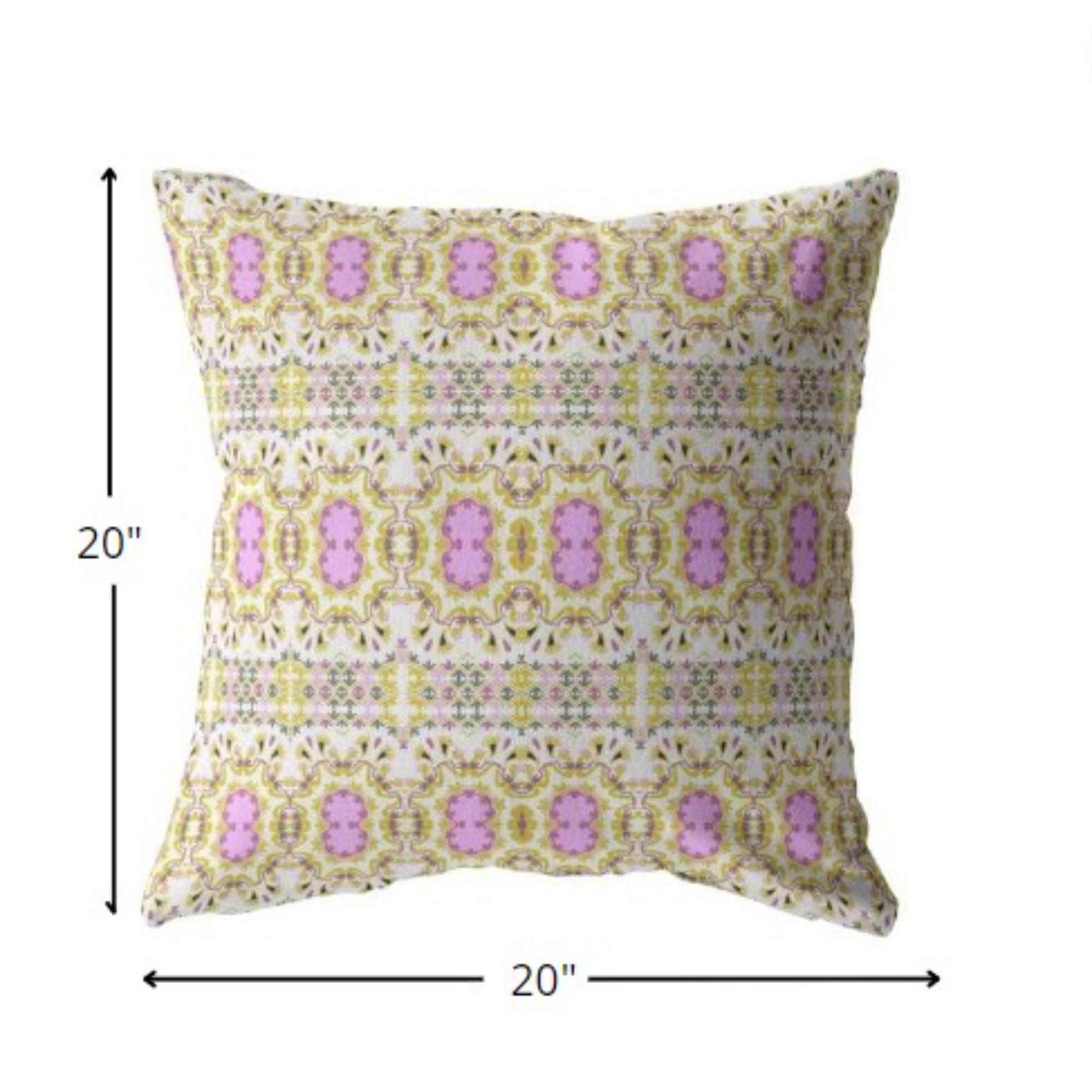 18” Yellow Lavender Geofloral Suede Throw Pillow