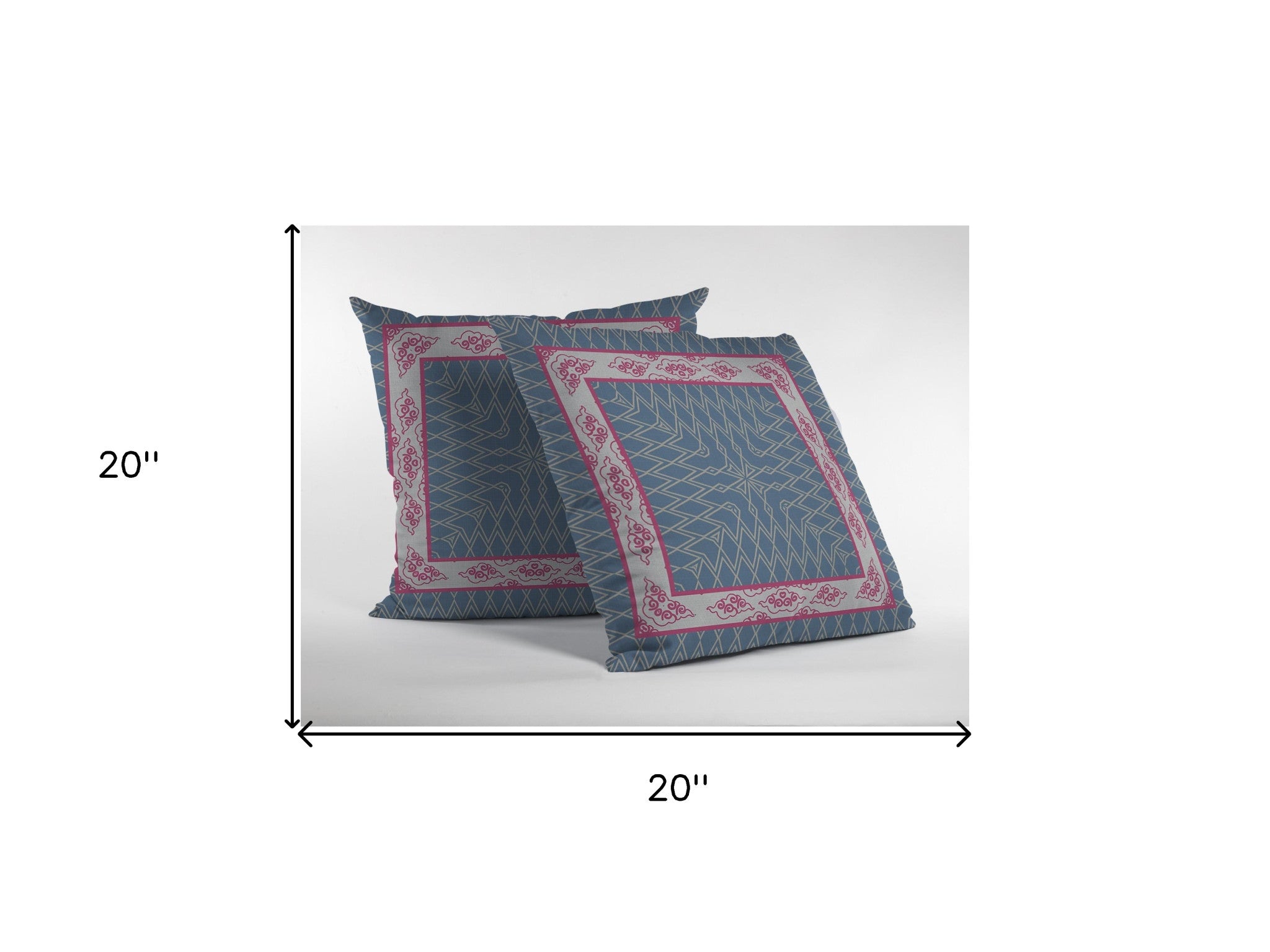 18" Pink Blue Nest Ornate Frame Suede Throw Pillow