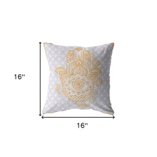 16” Gold Gray Hamsa Boho Suede Throw Pillow