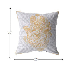 18” Gold Gray Hamsa Boho Suede Throw Pillow