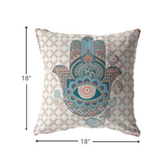 18” Blue Gray Hamsa Boho Suede Throw Pillow