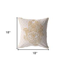 18” Gold White Hamsa Boho Suede Throw Pillow