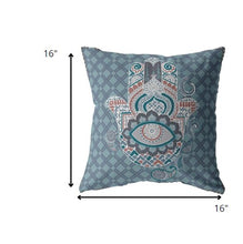 16” Slate Blue Hamsa Boho Suede Throw Pillow
