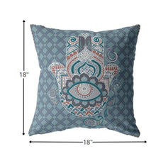 18” Slate Blue Hamsa Boho Suede Throw Pillow