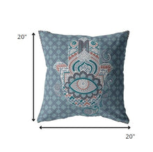 18” Slate Blue Hamsa Boho Suede Throw Pillow