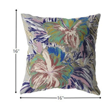 16” Lilac Green Hibiscus Suede Decorative Throw Pillow