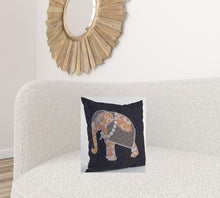 18” Orange Elephant Decorative Suede Throw Pillow
