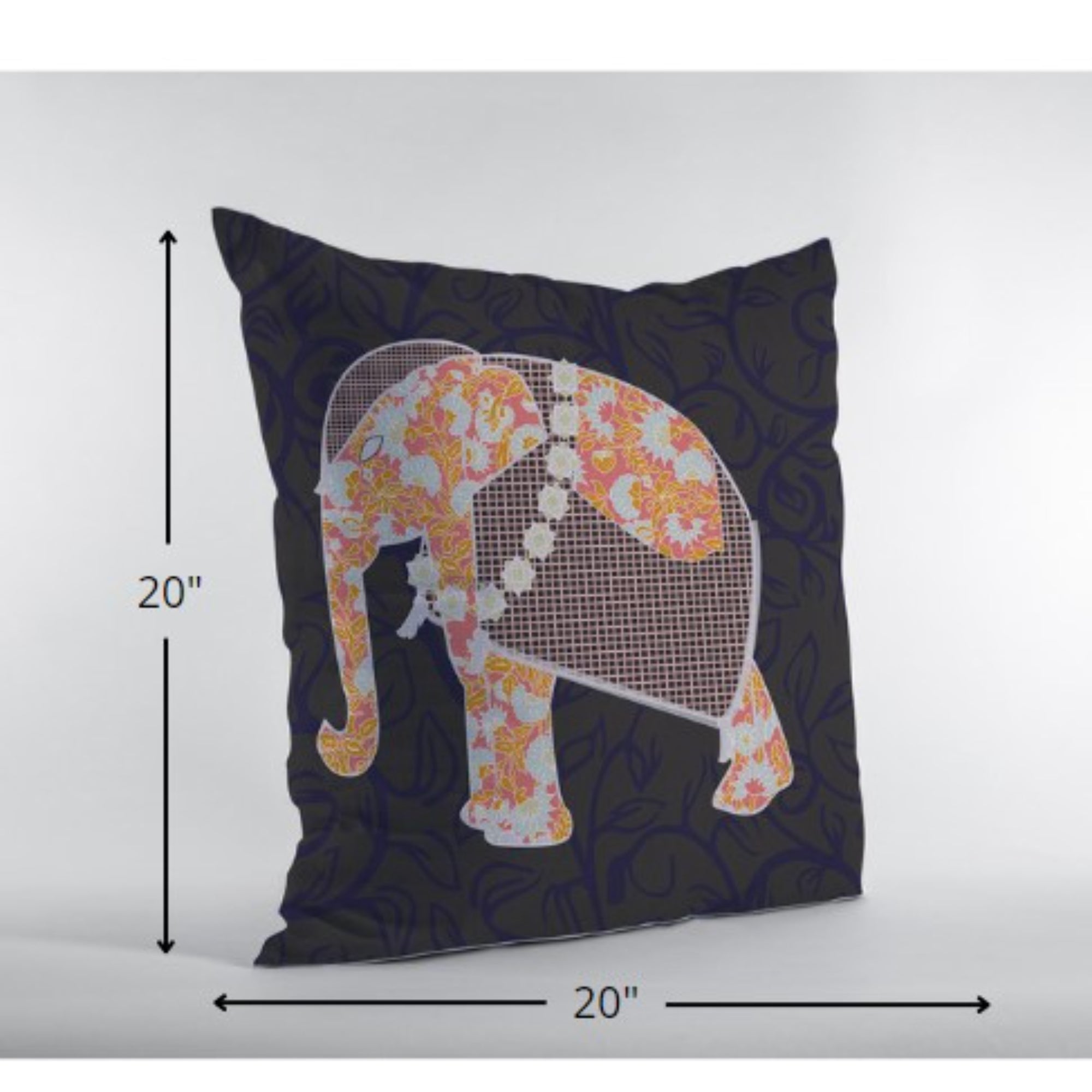 18” Orange Elephant Decorative Suede Throw Pillow