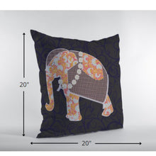 18” Orange Elephant Decorative Suede Throw Pillow