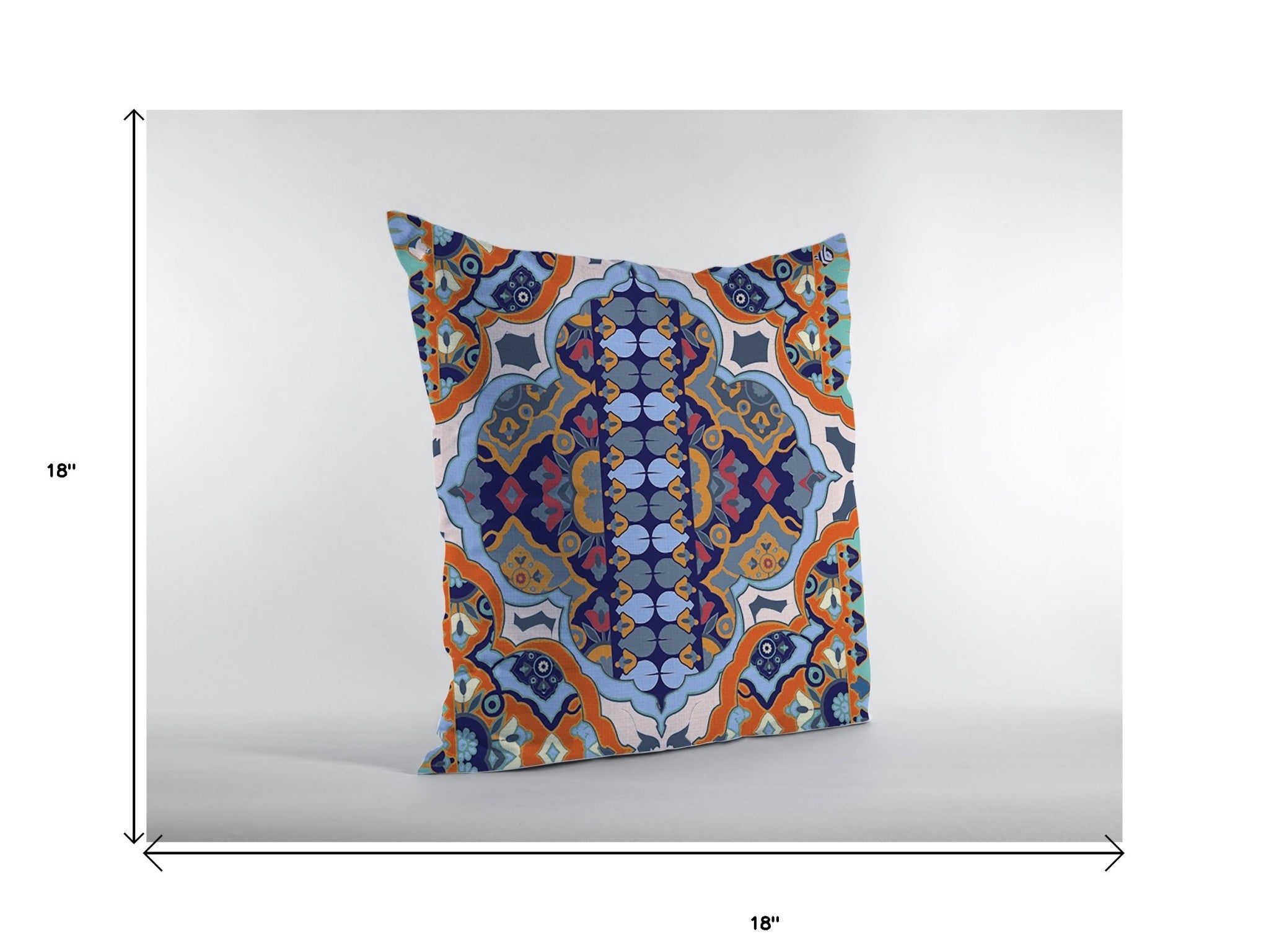 18" Orange Blue Decorative Suede Throw Pillow