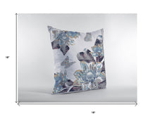 18” Gray White Butterfly Suede Throw Pillow