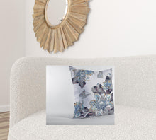 18” Gray White Butterfly Suede Throw Pillow