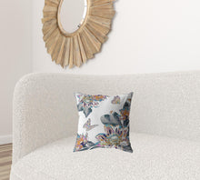 16” Pink White Butterfly Suede Throw Pillow