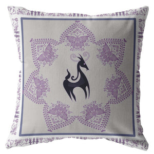 18” Gray Purple Horse Suede Throw Pillow