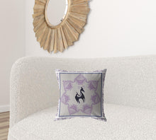 18” Gray Purple Horse Suede Throw Pillow