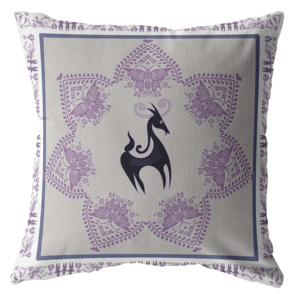 18” Gray Purple Horse Suede Throw Pillow
