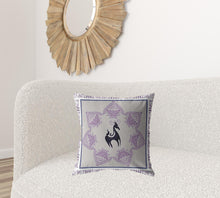 18” Gray Purple Horse Suede Throw Pillow