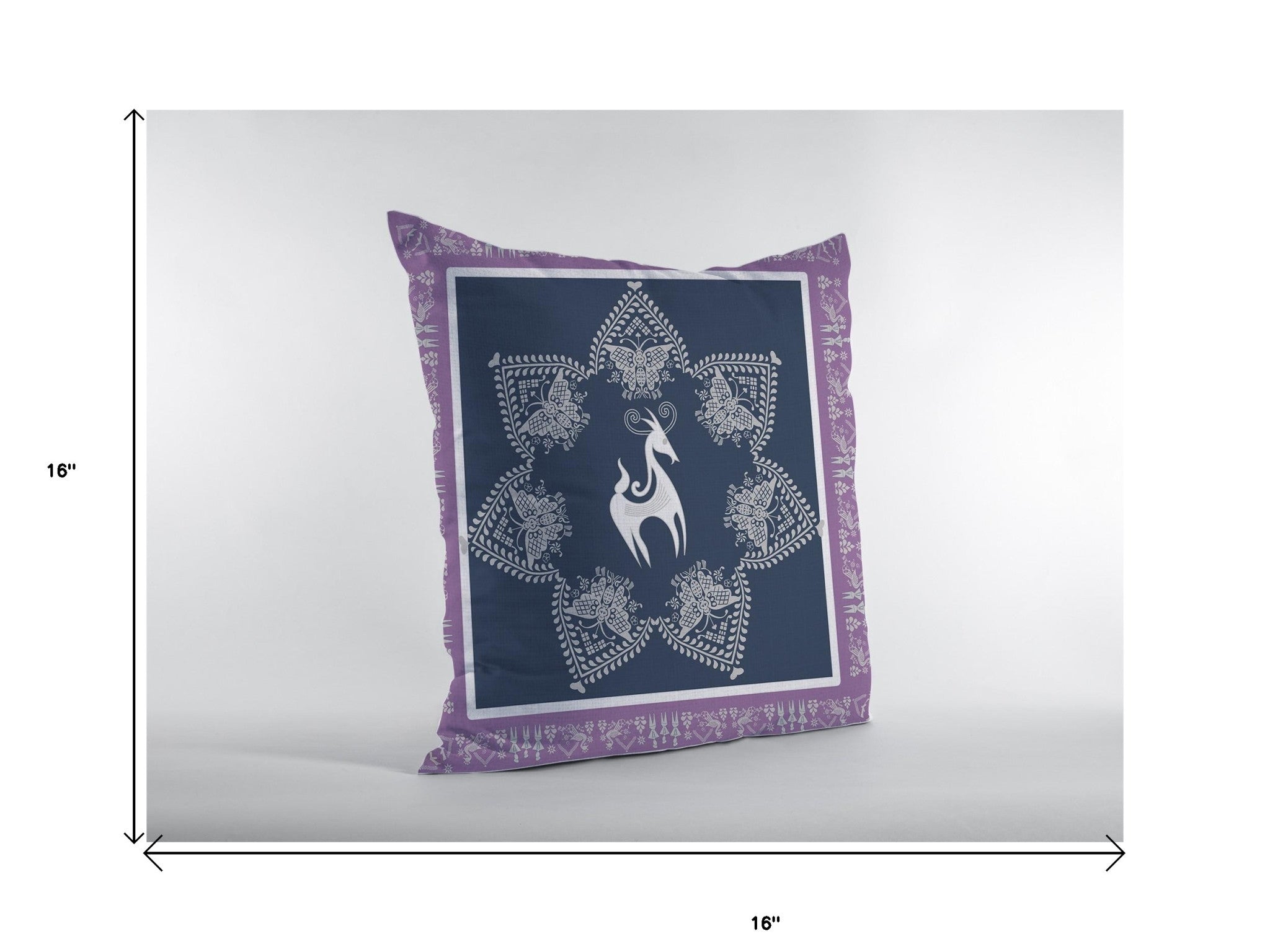 16” Navy Purple Horse Suede Throw Pillow