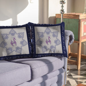 18” Gray Purple Horse SuedeThrow Pillow