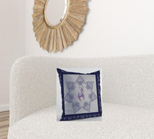 18” Gray Purple Horse SuedeThrow Pillow