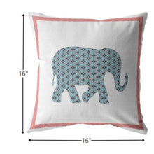 16” Blue Pink Elephant Boho Suede Throw Pillow
