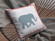 18” Blue Pink Elephant Boho Suede Throw Pillow