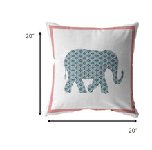 18” Blue Pink Elephant Boho Suede Throw Pillow